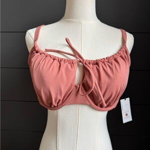 Shade & Shore NWT Pink Ruched Swim Top 36DD Removable Pads Beach Vacation
